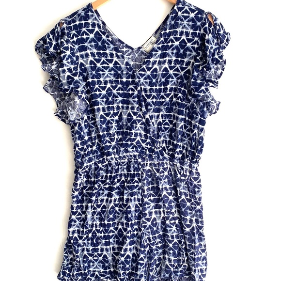 Terra & Sky blue and white bohemian romper, Size 1X - Picture 1 of 9